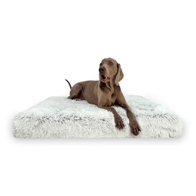 SALE | Orthopädisches Hundematratze PITT Shaggy Ortho Plus 150cm XXL Weiß Grau